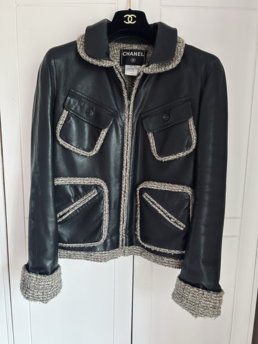 Chanel leather tweed jacket - chanel,