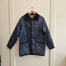 Swaine Adeney Coat Large Navy Blue Quilted Padded Check Lining Hunting Shooting