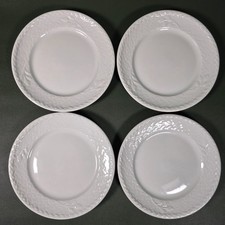 4x Royal Worcester Gourmet Side Plates White Basketweave Embossed VTG 7"