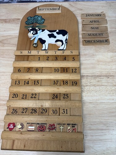 Wooden perpetual calendar with - wooden,
