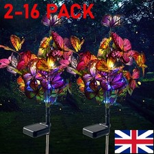 2-16x Garden Solar Lights Butterfly LED Solar Lights Oudoor Flower Decoration UK