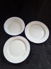 3 vintage enamel plates