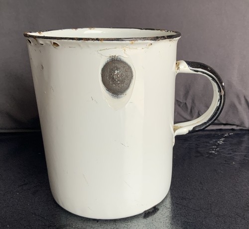 Vintage white and black enamel - and,