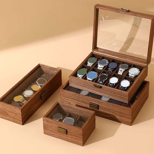 Walnut wood watch display box - wood,