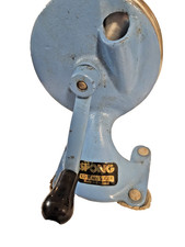 VTG Spong & Co. Bean Slicer No 102 Made in England Wooden Handle Blue Cast Iron