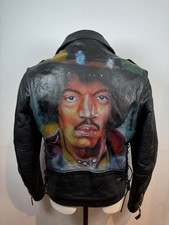 Vintage 90’s LA ROXX Leather Biker Jacket. Size 42. Jimi Hendrix Airbrushed Back