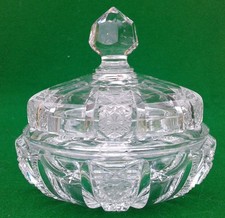 GLASS LIDDED SUGAR BOWL.