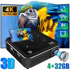 3D Mini Projector 4K Smart DLP Android WiFi Bluetooth 1080P Home Theater 4+32GB