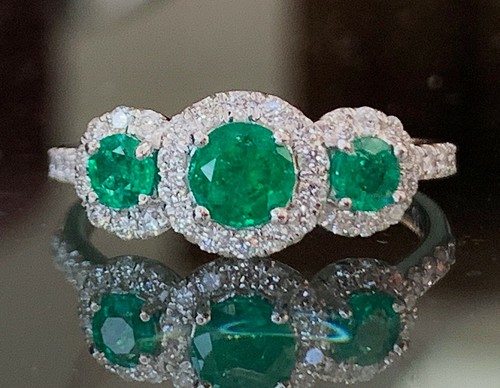 Emerald and diamond ring - emerald,