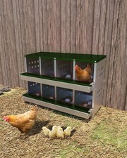 Two layers 8-Compartment Chicken Nest Box Mental Box Nesting Chicken Coop Laying