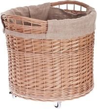 Wicker Log Basket on Wheels