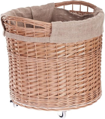 Wicker log basket wheels - wicker,