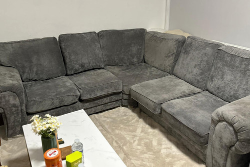 Grey fabric corner sofa - corner,