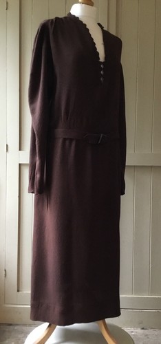 Vintage 1930s crepe - 1930s, brown