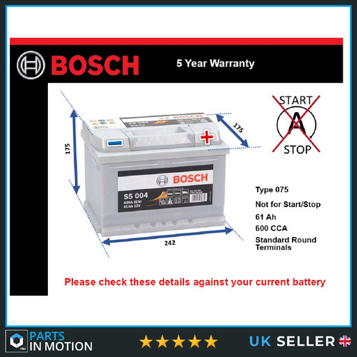 Car battery s5004 bosch 075 - s5004,