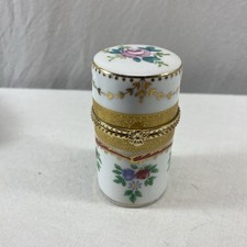 Trinket Box  ~ Floral ~ Gold, White Leonardo Collection Pill Trinket Box