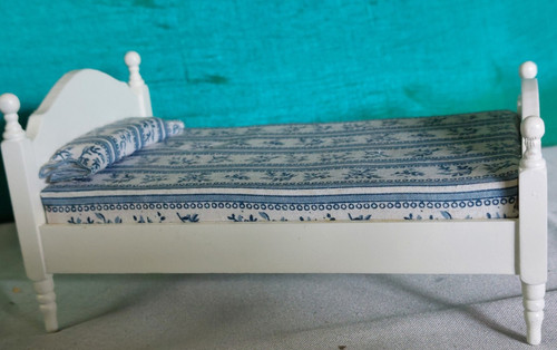 Dolls house bed with floral - house,