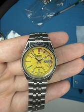Vintage Seiko Sports Automatic 5 Watch Yellow Dial 6309A