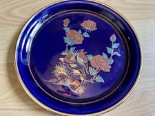 Arklow Pottery Art Collection Plate  Blue and Gold  with Birds Vintage