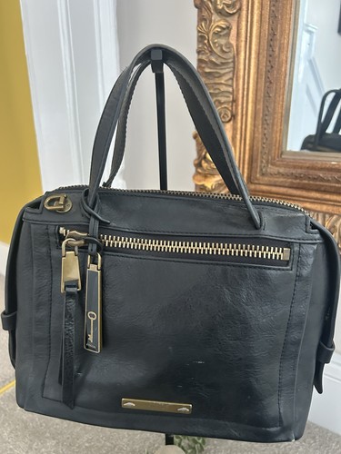 Fossil black leather satchel - fossil,