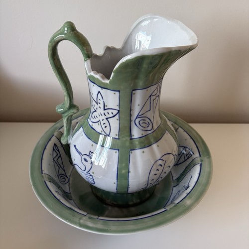 Green blue white - blue, ceramic