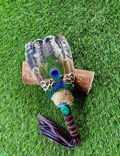 Smudge Feather Fan with Blue