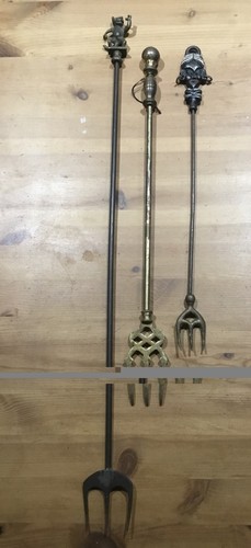 Vintage brass toasting forks - brass,