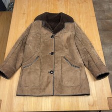 Nurseys Sheepskin Coat Brown Suede Leather Size 14 Women's Stylish Outerwear
