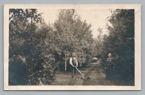 Early lawnmower man - man, rppc