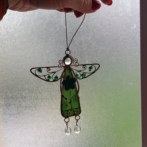 Stained glass angel suncatcher - stained,