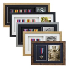 3d Deep Box Frame To Display War Military Sport Medals + Photo Black Grey Oak
