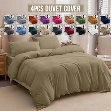 4 Piece Duvet Cover Quilt Cover Reversible Bedding With Fitted Sheet &Pillowcase