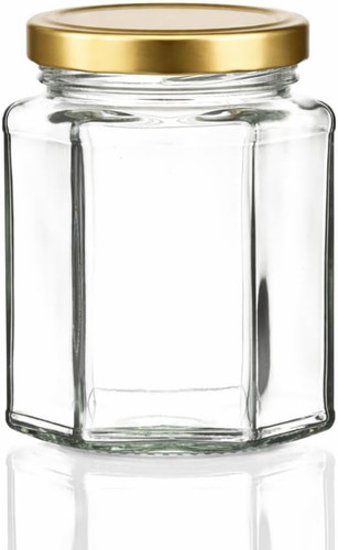 280ml hexagonal glass jar with - 280ml,