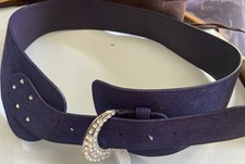 Extra Wide Purple Real Suede Leather Corset Belt