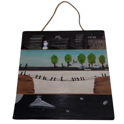 Hand painted wood plaque - wood,