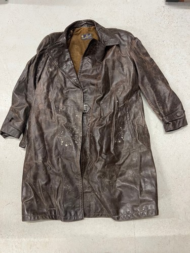 Vintage brown leather military - brown,