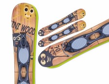 Snowblades Mini Woody Ski Blades Short Skis Solid Wood Core Skis Bow Bindings