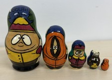 South Park Russian Nesting Dolls Set of 5 Hand Painted Wooden Characters Vintage