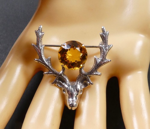 Vintage citrine stag head - citrine,