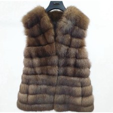 Amato Sable Fur Sleeveless Coat Jacket Size Small (42)