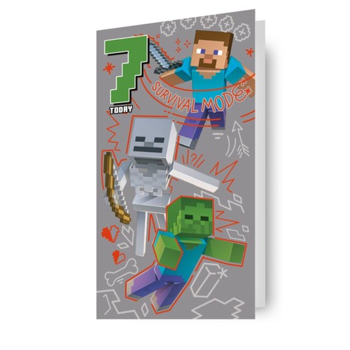 7th birthday card minecraft - 7th,