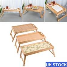 Bamboo Bed Tray Table with Folding Leg Serving Breakfast Lap Tray Mate Household