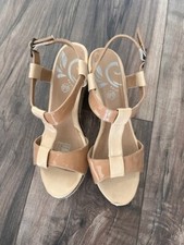 Wedge Style Espadrille Sandal Tan & Cream size 6 Condition: Used