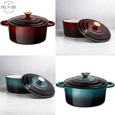 ProChef 21cm Enamelled Cast Iron Casserole Dish with Lid Round Pot Garnet Teal