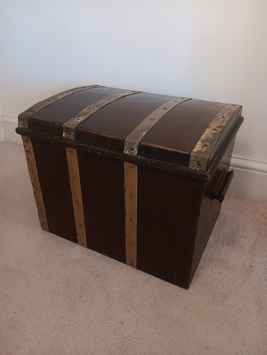 Vintage brass banded oak - banded,