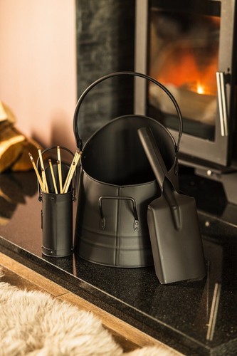 Black coal bucket fireside - coal,