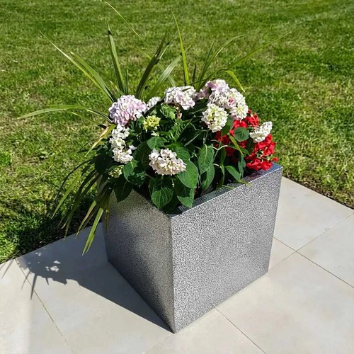 Zinc galvanised square planter - galvanised,