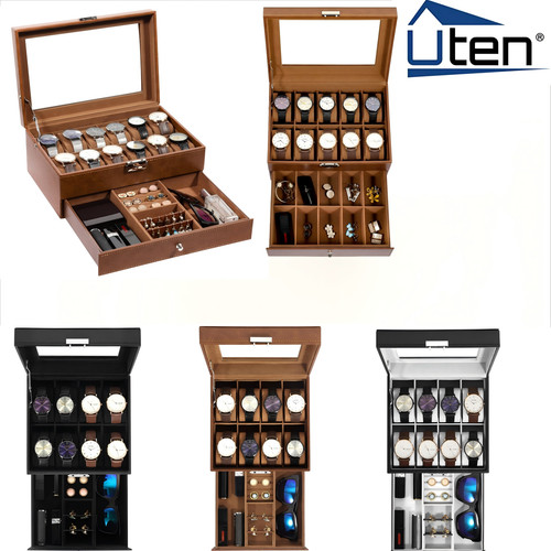 Brown black watch box - brown,