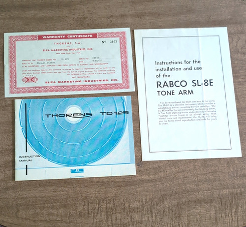 Thorens 125 instruction - thorens,