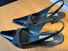 Russell & Bromley Donald J Pliner Black Patent Leather Slingbacks US size 8.5M